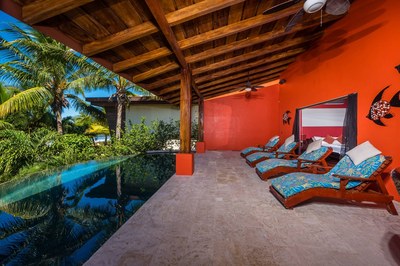 Pool Terrace of Ocean View and Ocean Access Villa on Playa Potrero, Guanacaste