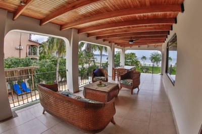 Terrace of Ocean Front Villa with Private Pool for Rent in Playa Potrero