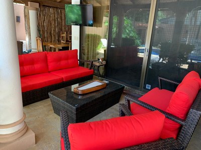 Outside Sitting Area of Elegant Modern Villa with Private Pool Close to Beach in Potrero 
