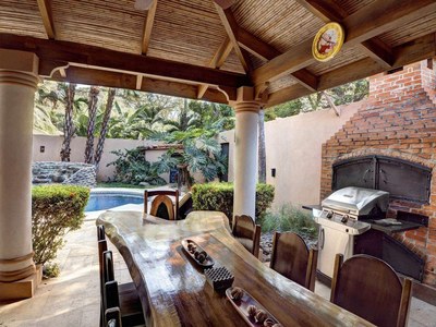 Outside Dining Area of Elegant Modern Villa with Private Pool Close to Beach in Potrero 