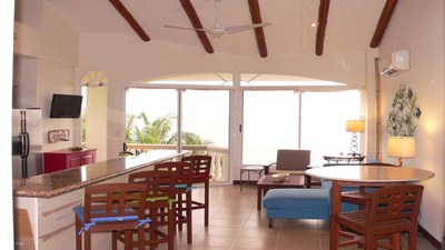 Living Area of Beachfront Apartment for Rent in Potrero, Guanacaste