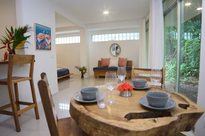 Dining Area Casa Guana II: 2 Bedroom 2 Bath Riverfront Residence for Rent in Surfside / Playa Potrero