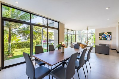 Dining room at ocean view townhome in Costa Rica for sale