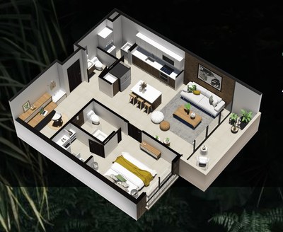 Plano 1 Habitación  - condominios en venta en Escazú, san José