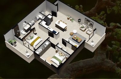 Plano 2 Habitación - condominios en venta en Escazú, san José