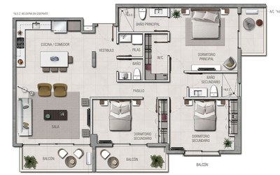 Plano 3 Habitación  - condominios en venta en Escazú, san José