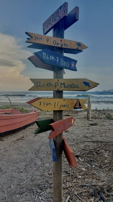 Signage of the different nearby beaches to enjoy.