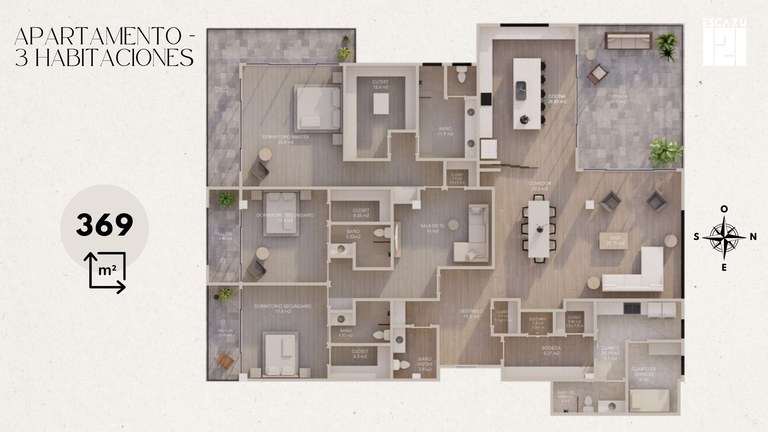 Escazú  #28: Descubre el lujo y la modernidad en este espectacular apartamento de 3 habitaciones en venta con vista a las montañas en exclusivo sector de Escazú